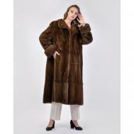 Пальто , норка, силуэт свободный, размер 46, коричневый Manakas Frankfurt