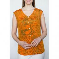 Блуза  , классический стиль, полуприлегающий силуэт, без рукава, размер 52, оранжевый Galar