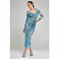 Платье , вечернее, макси, подкладка, размер 42, коричневый, голубой ALZA