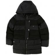 Куртка , демисезон/зима, средней длины, капюшон, размер 156, черный Karl Lagerfeld