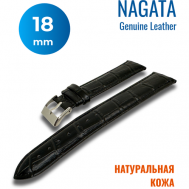 Ремешок , фактура матовая, диаметр шпильки 1.5 мм, размер 18мм, черный Nagata