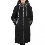 Пальто  зимнее, силуэт прямой, удлиненное, размер 46, черный Не определен