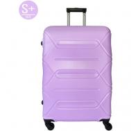 Чемодан , ABS-пластик, опорные ножки на боковой стенке, жесткое дно, износостойкий, водонепроницаемый, рифленая поверхность, 50 л, размер S, фиолетовый Твой чемодан