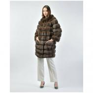 Пальто , соболь, силуэт прямой, карманы, размер 44, коричневый Rindi
