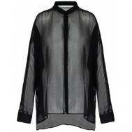 Блуза  , нарядный стиль, полупрозрачная, разрез, размер 48, черный Isabel Benenato