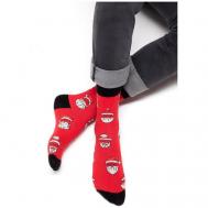 Мужские носки , 1 пара, классические, фантазийные, на Новый год, размер 39-41(25-27), черный OMSA