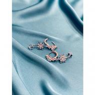 Серьги с подвесками , бижутерный сплав, горный хрусталь, ручная работа, размер/диаметр 40 мм., бесцветный, серебряный Jewellery by Marina Orlova