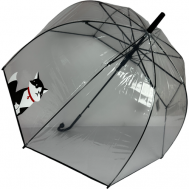Зонт-трость , полуавтомат, купол 83 см., 8 спиц, прозрачный, для женщин, бесцветный, черный GALAXY OF UMBRELLAS