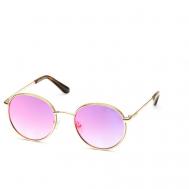 Солнцезащитные очки , круглые, оправа: металл, зеркальные, с защитой от УФ, градиентные, для женщин, черепаховый Guess
