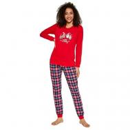 Пижама , лонгслив, брюки, длинный рукав, размер 46, красный Cornette