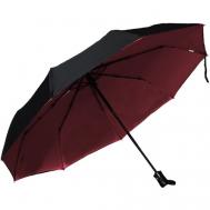 Зонт автомат, 3 сложения, купол 100 см., 9 спиц, система «антиветер», чехол в комплекте, бордовый, черный Royal Umbrella