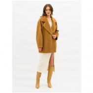 Пальто   демисезонное, оверсайз, укороченное, размер 46/170, коричневый Lea Vinci