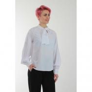 Блуза , нарядный стиль, длинный рукав, размер 44, белый EMAN