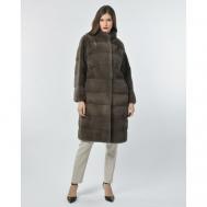 Пальто , норка, силуэт прямой, карманы, размер 36, коричневый Manakas Frankfurt