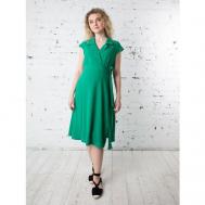 Платье с запахом , повседневное, трапециевидный силуэт, миди, размер 48 (L), зеленый Мамуля Красотуля