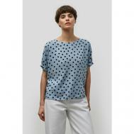 Блуза  , повседневный стиль, прямой силуэт, короткий рукав, манжеты, размер 46, голубой Baon