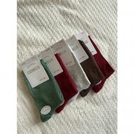 Носки , 5 пар, размер 36-41, серый, зеленый, коричневый, красный, бордовый Kirsanova Night