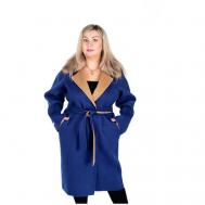 Пальто-реглан  демисезонное, силуэт свободный, удлиненное, размер 56/170, синий valentini-dublenki.ru