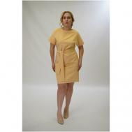 Платье-футляр , свободный силуэт, до колена, размер 54, желтый DARIVAGALE