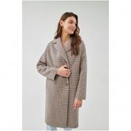 Пальто-кокон   демисезонное, шерсть, силуэт прямой, средней длины, размер 44/170, мультиколор Pompa