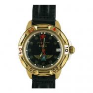 Наручные часы  Командирские 439313, черный, золотой Vostok
