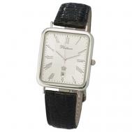 Наручные часы  мужские, кварцевые, корпус серебро, 925 пробасеребряный Platinor
