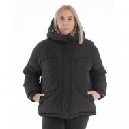 куртка   зимняя, средней длины, оверсайз, съемный капюшон, карманы, ветрозащитная, размер XL, черный ampir