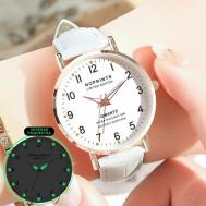 Наручные часы  Часы наручные женские белые с белым ремешком кварцевые классические водонепроницаемые в подарочной упаковке  12, белый NOPRINTS