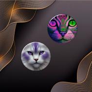 Комплект значков  Значки на одежду с кошками 2 шт комплект подарочный, 2 шт., синий Фартоvый