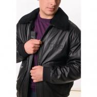 Кожаная куртка , размер 50, черный YIERMAN