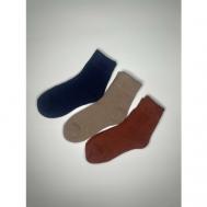 Носки  унисекс , 3 пары, классические, утепленные, ослабленная резинка, на Новый год, махровые, размер 36/41, бежевый, синий TOMA TOMA