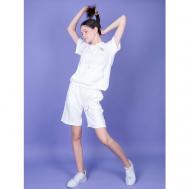 Костюм , шорты, спортивный стиль, размер S, белый Южная Корея