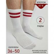 Носки  унисекс , 2 пары, размер 44-45, красный, белый Biz-one