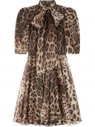 платье с леопардовым принтом и бантом Dolce&Gabbana