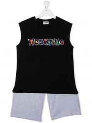 комплект из топа и шортов с логотипом Moschino Kids