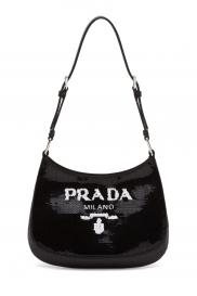 Черная сумка в пайетках с логотипом  Cleo Prada