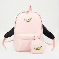 Рюкзак, отдел на молнии, наружный карман, сумочка, цвет розовый NO BRAND