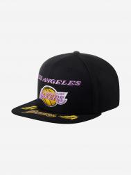 Бейсболка с прямым козырьком MITCHELL NESS HHSS2997-LALYYPPPBLCK Los Angeles Lakers NBA (черный), Черный MITCHELL & NESS