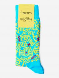 Носки с рисунками  - Keith Haring All Over Sock Blue, Зеленый HAPPY SOCKS