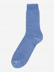Хлопковые базовые носки "Лана" из органического хлопка полосатые синие, Голубой Лана