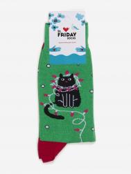 Новогодние носки St.Friday Socks - Гирлянда кота, Зеленый St. Friday