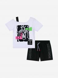 Комплект  трикотажный для девочек: футболка, шорты, Черный PlayToday