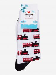 Носки с рисунками St.Friday Socks - Паровозики - Белые, Белый St. Friday