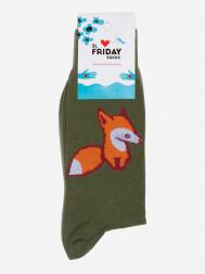 Носки с рисунками St.Friday Socks - Лисичка Зеленые, Зеленый St. Friday