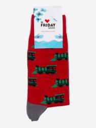 Носки с рисунками St.Friday Socks - Паровозики - Красные, Красный St. Friday