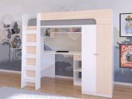 Подростковая кровать  чердак Астра 10 (белый) РВ-Мебель