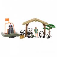 Набор фигурок животных На ферме (ферма игрушка, панды, лодка, фермер, инвентарь) Masai Mara