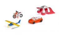 Набор: Машина, мотоцикл, водный самолет, палатка SIKU