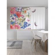 Классические шторы Весенние цветы серия Oxford DeLux 2 полотна 145x180 см JoyArty