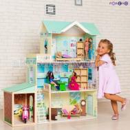 Деревянный кукольный домик Жозефина Гранд с мебелью и гаражом (11 предметов) Paremo
